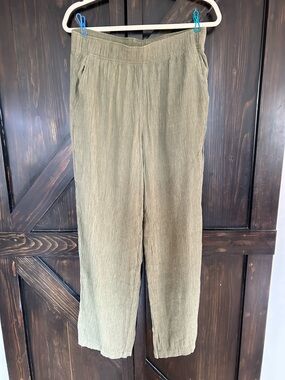 GAP high rise wide leg crinkle green pants